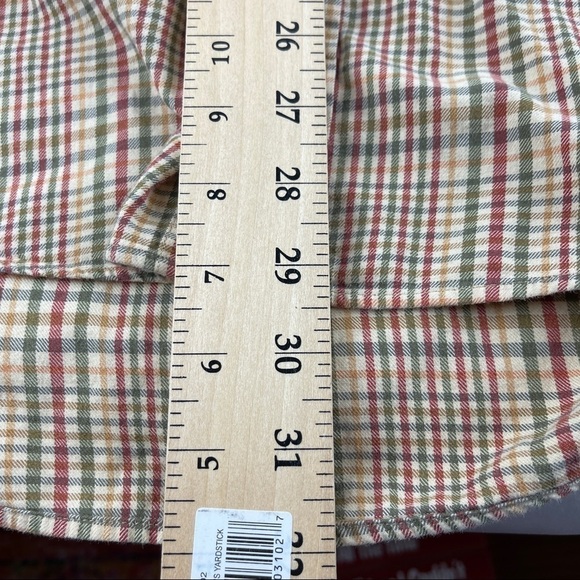 Tommy Hilfiger Button Down Shirt Girls Large Tan Red Plaid - Picture 9 of 10